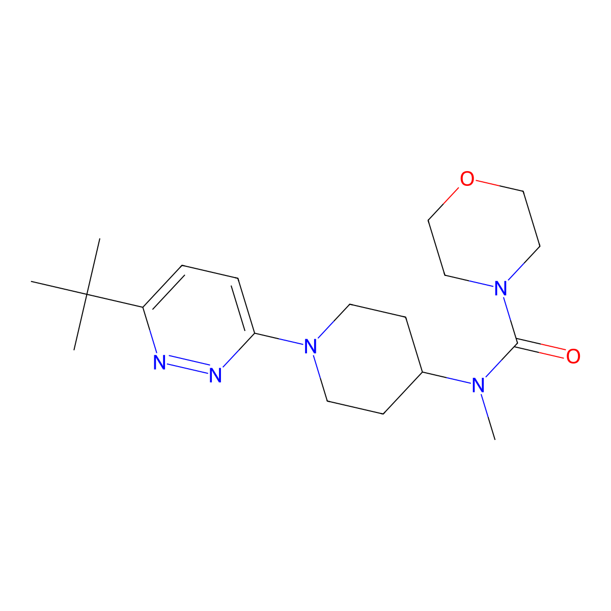 N-[1-(6-tert-butylpyridazin-3-yl)piperidin-4-yl]-N-methylmorpholine-4-carboxamide molecular structure, CAS 3054635-06-9