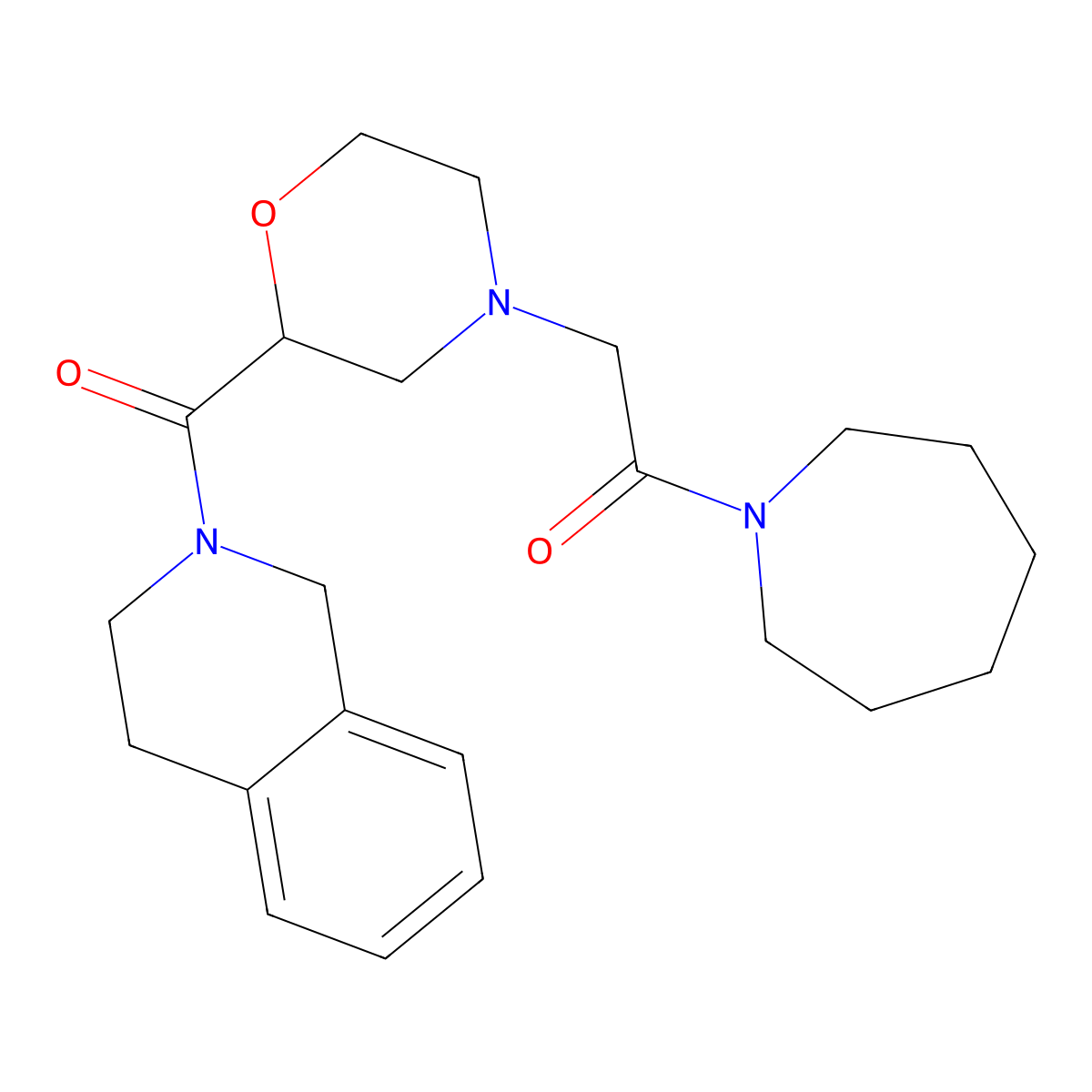1-(Azepan-1-yl)-2-[2-(1,2,3,4-tetrahydroisoquinoline-2-carbonyl)morpholin-4-yl]ethan-1-one molecular structure, CAS 3054635-09-2