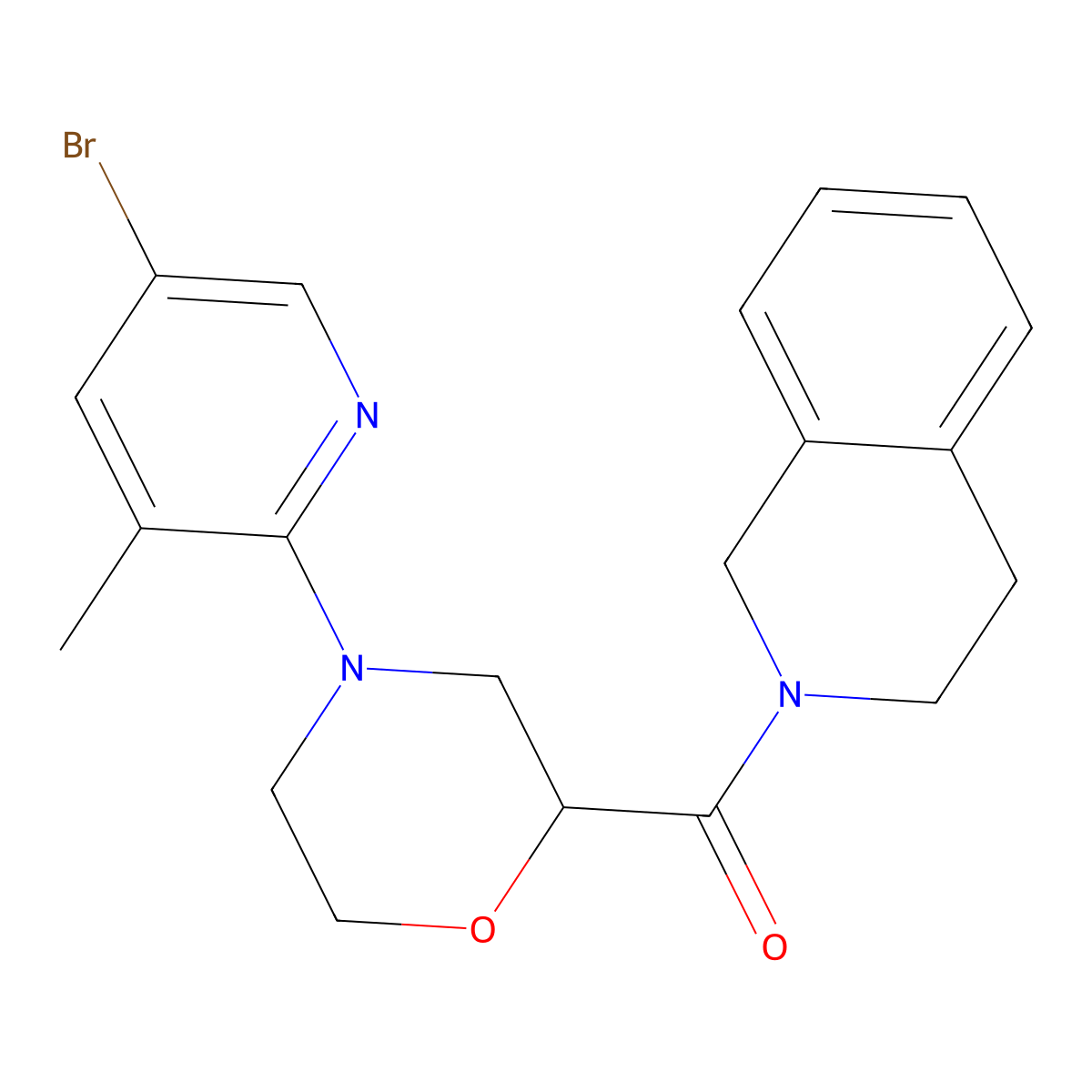 2-[4-(5-Bromo-3-methylpyridin-2-yl)morpholine-2-carbonyl]-1,2,3,4-tetrahydroisoquinoline molecular structure, CAS 3054635-13-8