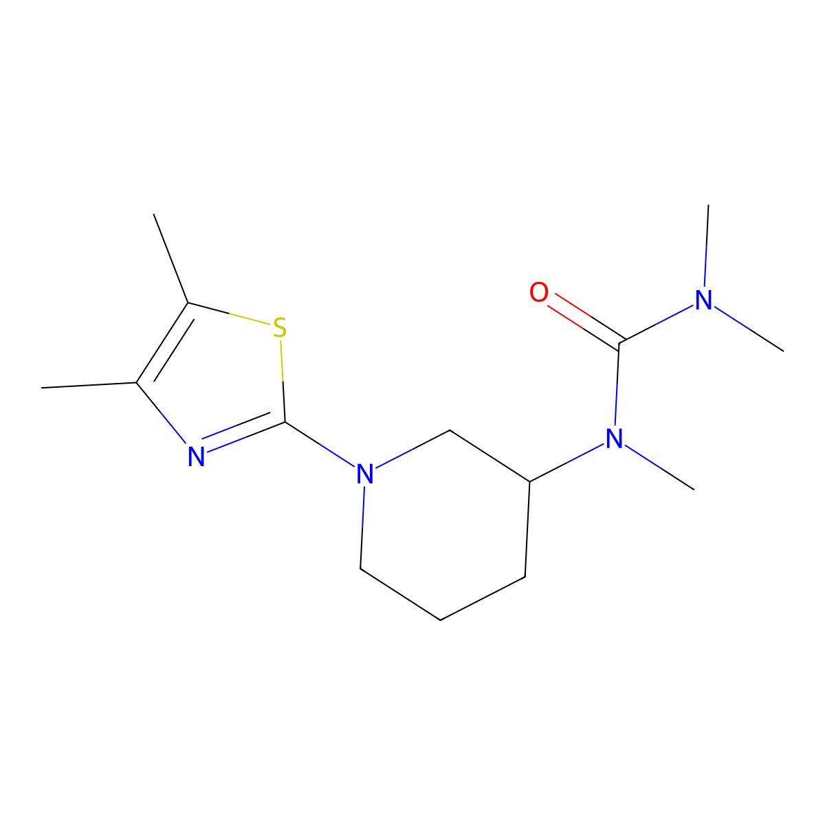 1-[1-(4,5-Dimethyl-1,3-thiazol-2-yl)piperidin-3-yl]-1,3,3-trimethylurea molecular structure, CAS 3054635-15-0