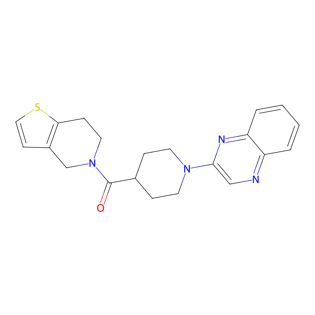 2-(4-{4H,5H,6H,7H-thieno[3,2-c]pyridine-5-carbonyl}piperidin-1-yl)quinoxaline molecular structure, CAS 3054635-17-2