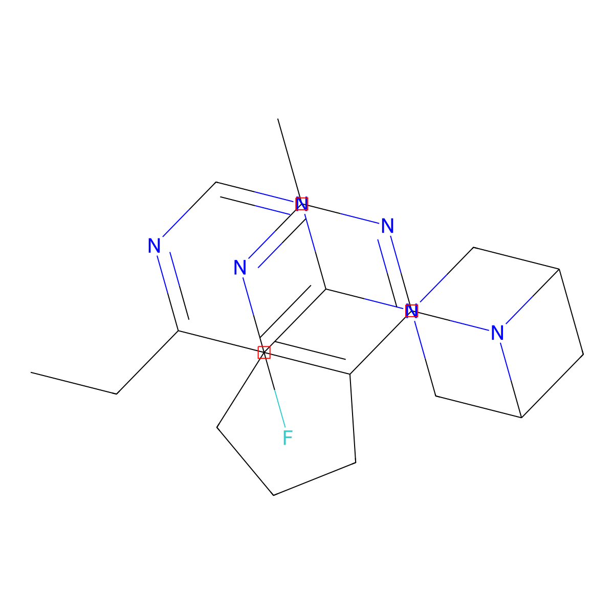 3-(6-ethyl-5-fluoropyrimidin-4-yl)-6-{2-methyl-5H,6H,7H-cyclopenta[d]pyrimidin-4-yl}-3,6-diazabicyclo[3.1.1]heptane molecular structure, CAS 3054635-28-5