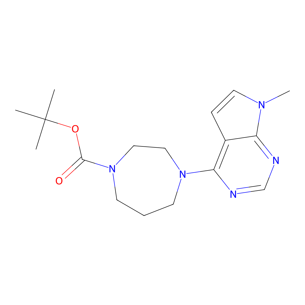 tert-butyl 4-{7-methyl-7H-pyrrolo[2,3-d]pyrimidin-4-yl}-1,4-diazepane-1-carboxylate molecular structure, CAS 3054635-33-2