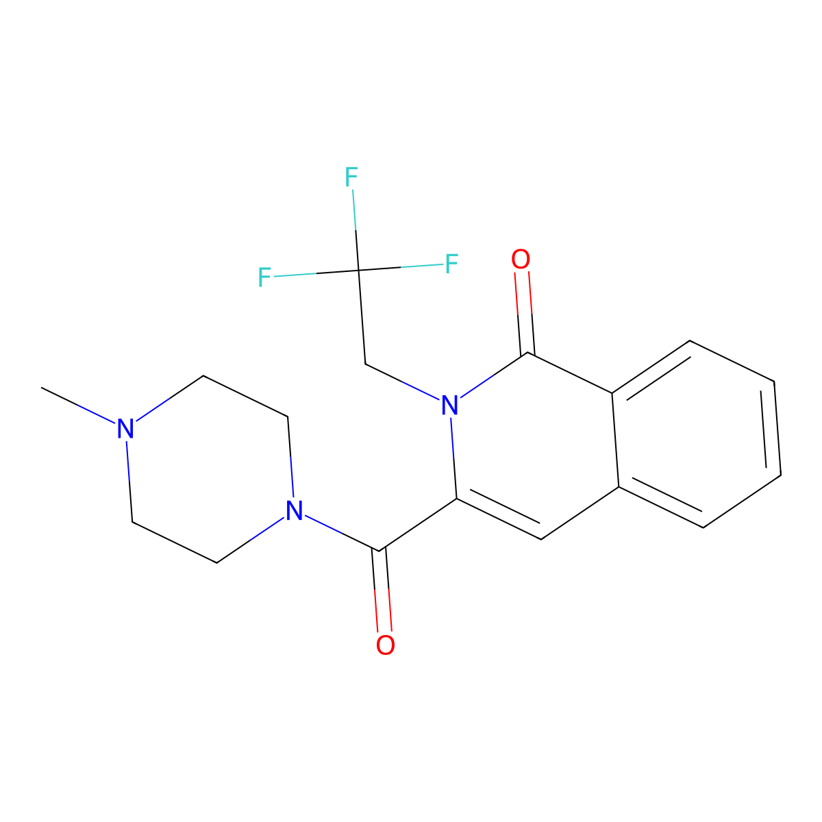 3-(4-Methylpiperazine-1-carbonyl)-2-(2,2,2-trifluoroethyl)-1,2-dihydroisoquinolin-1-one molecular structure, CAS 3054635-35-4