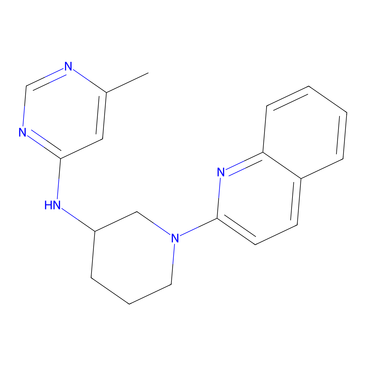6-methyl-N-[1-(quinolin-2-yl)piperidin-3-yl]pyrimidin-4-amine molecular structure, CAS 3054635-36-5