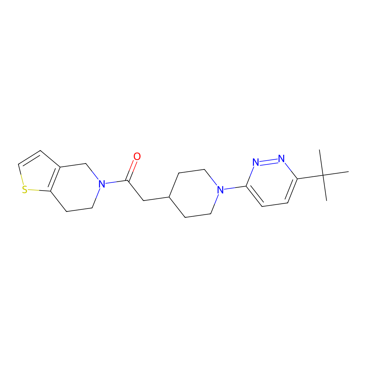 2-[1-(6-tert-butylpyridazin-3-yl)piperidin-4-yl]-1-{4H,5H,6H,7H-thieno[3,2-c]pyridin-5-yl}ethan-1-one molecular structure, CAS 3054635-37-6