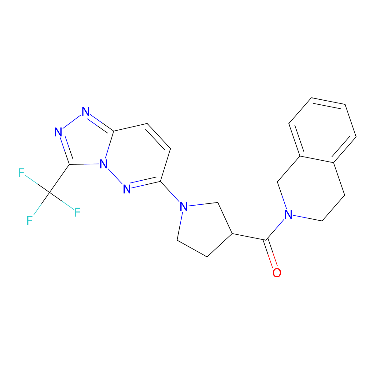 2-{1-[3-(Trifluoromethyl)-[1,2,4]triazolo[4,3-b]pyridazin-6-yl]pyrrolidine-3-carbonyl}-1,2,3,4-tetrahydroisoquinoline molecular structure, CAS 3054635-39-8