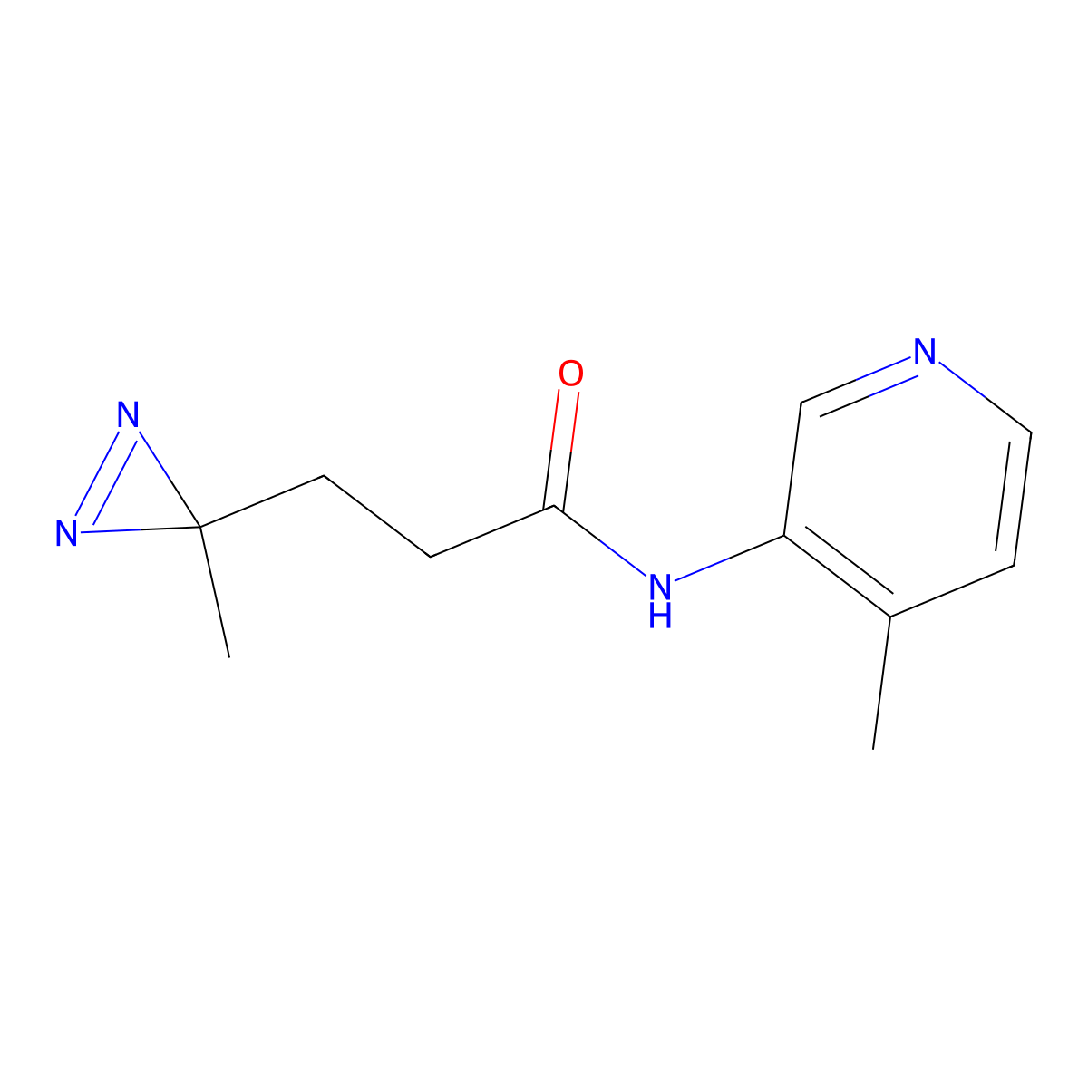 3-(3-methyl-3H-diazirin-3-yl)-N-(4-methylpyridin-3-yl)propanamide molecular structure, CAS 3054635-44-5