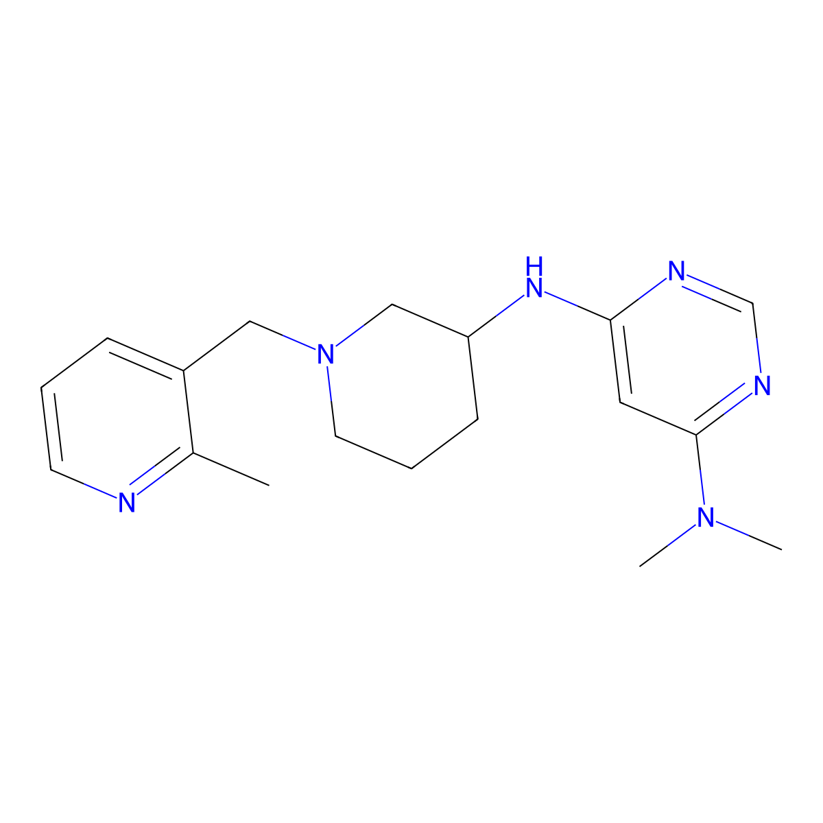 N4,N4-dimethyl-N6-{1-[(2-methylpyridin-3-yl)methyl]piperidin-3-yl}pyrimidine-4,6-diamine molecular structure, CAS 3054635-45-6