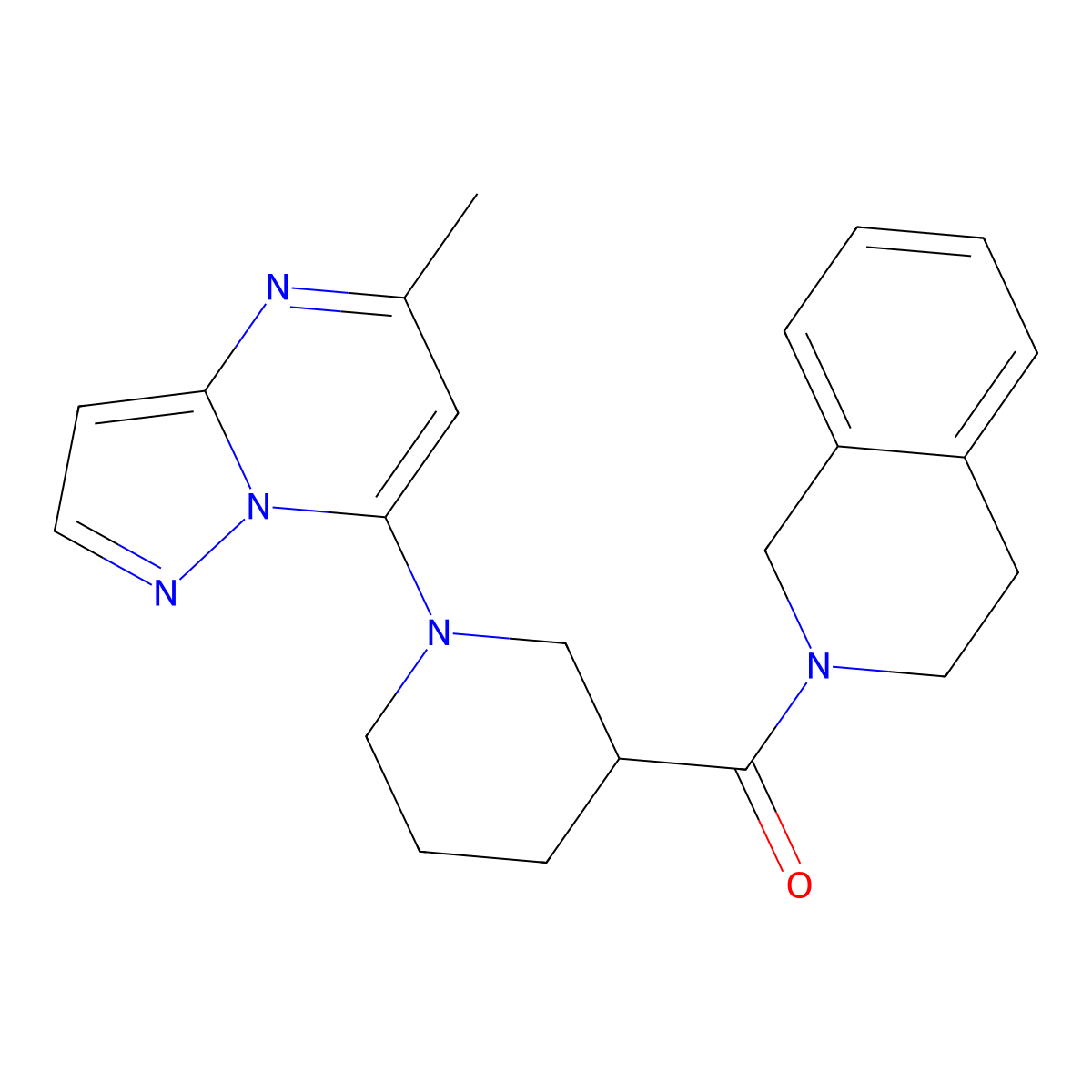 2-(1-{5-Methylpyrazolo[1,5-a]pyrimidin-7-yl}piperidine-3-carbonyl)-1,2,3,4-tetrahydroisoquinoline molecular structure, CAS 3054635-49-0
