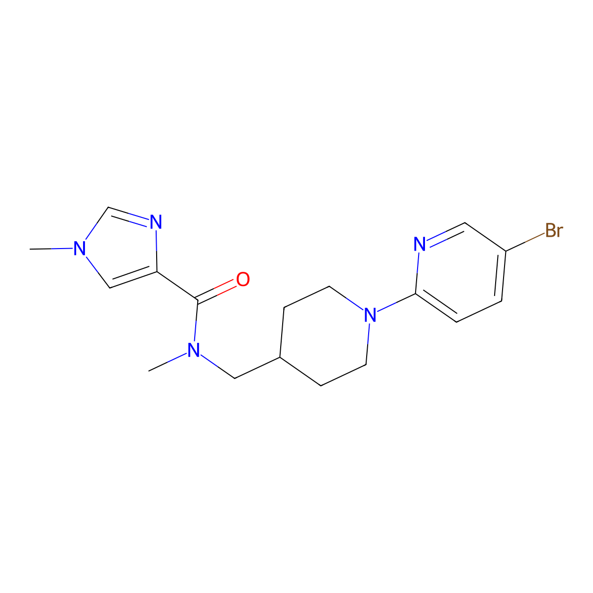 N-{[1-(5-bromopyridin-2-yl)piperidin-4-yl]methyl}-N,1-dimethyl-1H-imidazole-4-carboxamide molecular structure, CAS 3054635-52-5