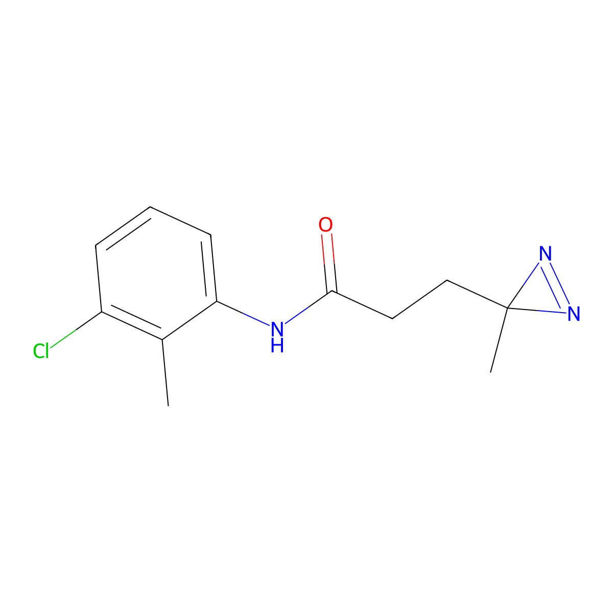 N-(3-chloro-2-methylphenyl)-3-(3-methyl-3H-diazirin-3-yl)propanamide molecular structure, CAS 3054635-57-0