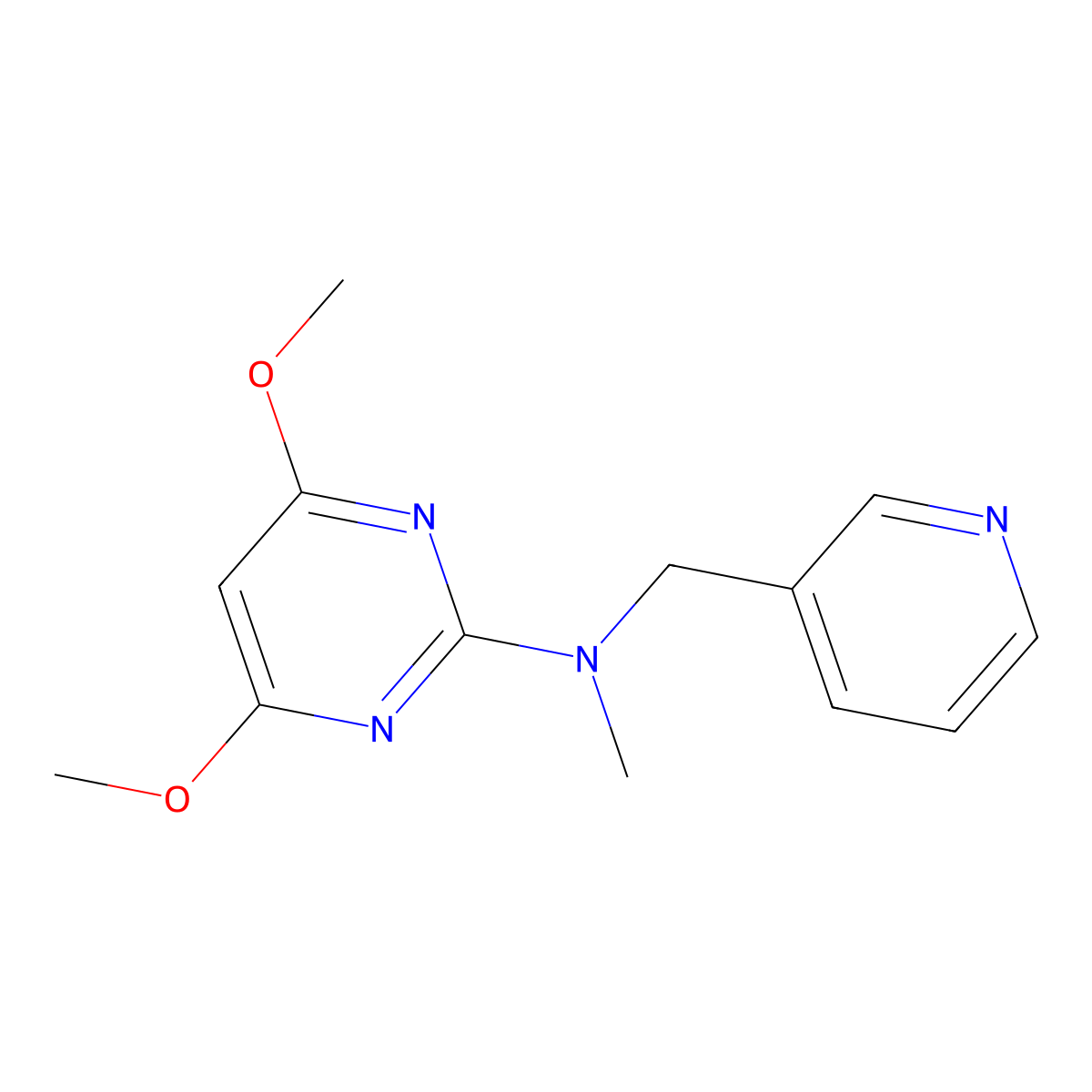 4,6-dimethoxy-N-methyl-N-[(pyridin-3-yl)methyl]pyrimidin-2-amine molecular structure, CAS 3054635-59-2
