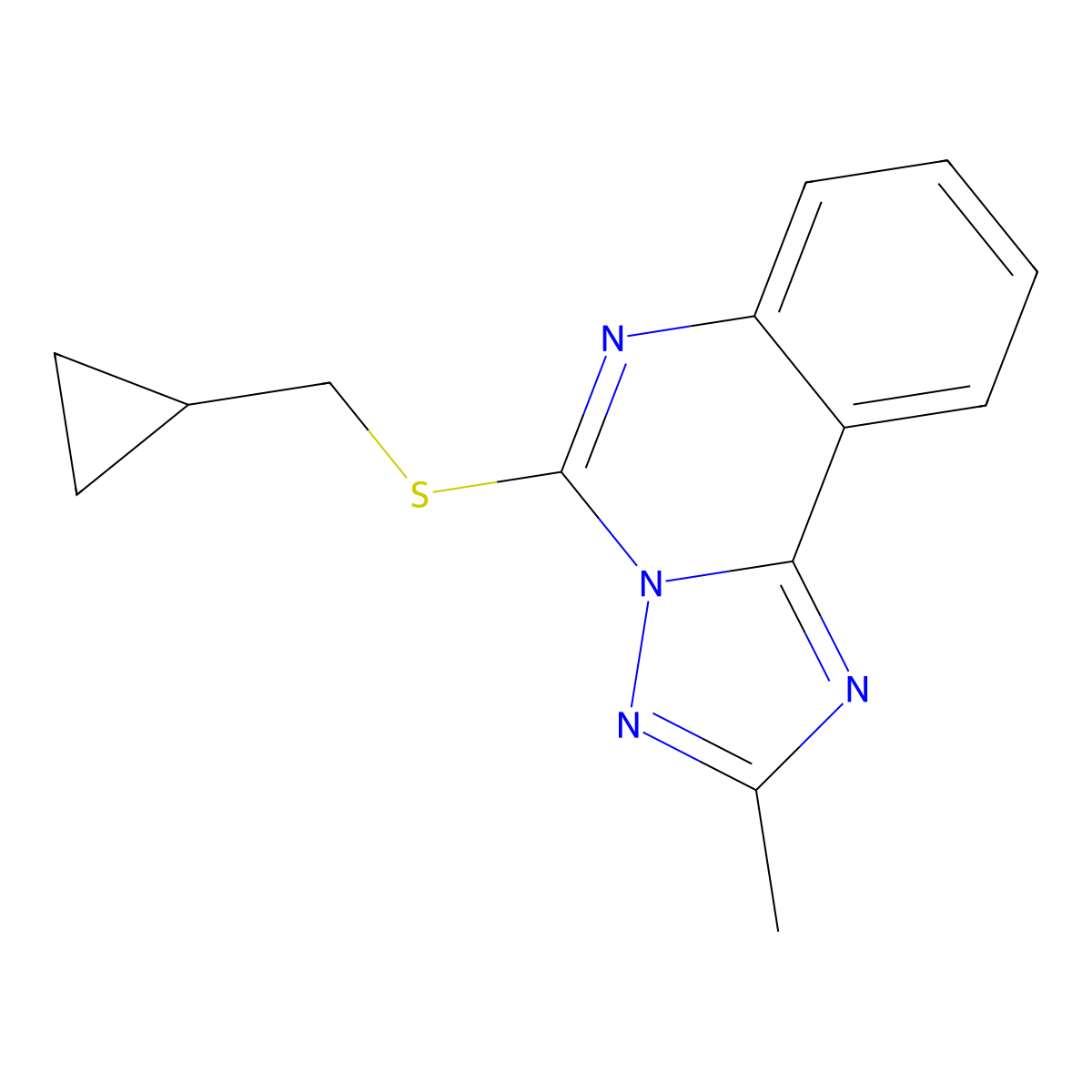 5-[(Cyclopropylmethyl)sulfanyl]-2-methyl-[1,2,4]triazolo[1,5-c]quinazoline molecular structure, CAS 3054635-60-5