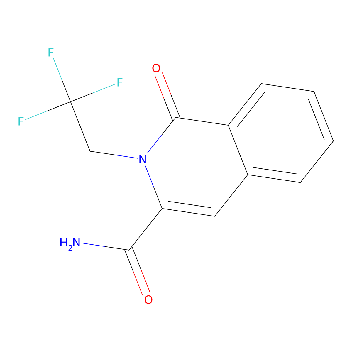 1-Oxo-2-(2,2,2-trifluoroethyl)-1,2-dihydroisoquinoline-3-carboxamide molecular structure, CAS 3054635-63-8