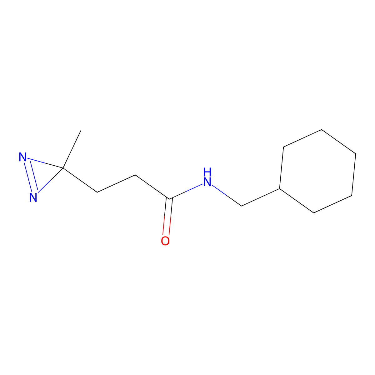 N-(cyclohexylmethyl)-3-(3-methyl-3H-diazirin-3-yl)propanamide molecular structure, CAS 3054635-75-2