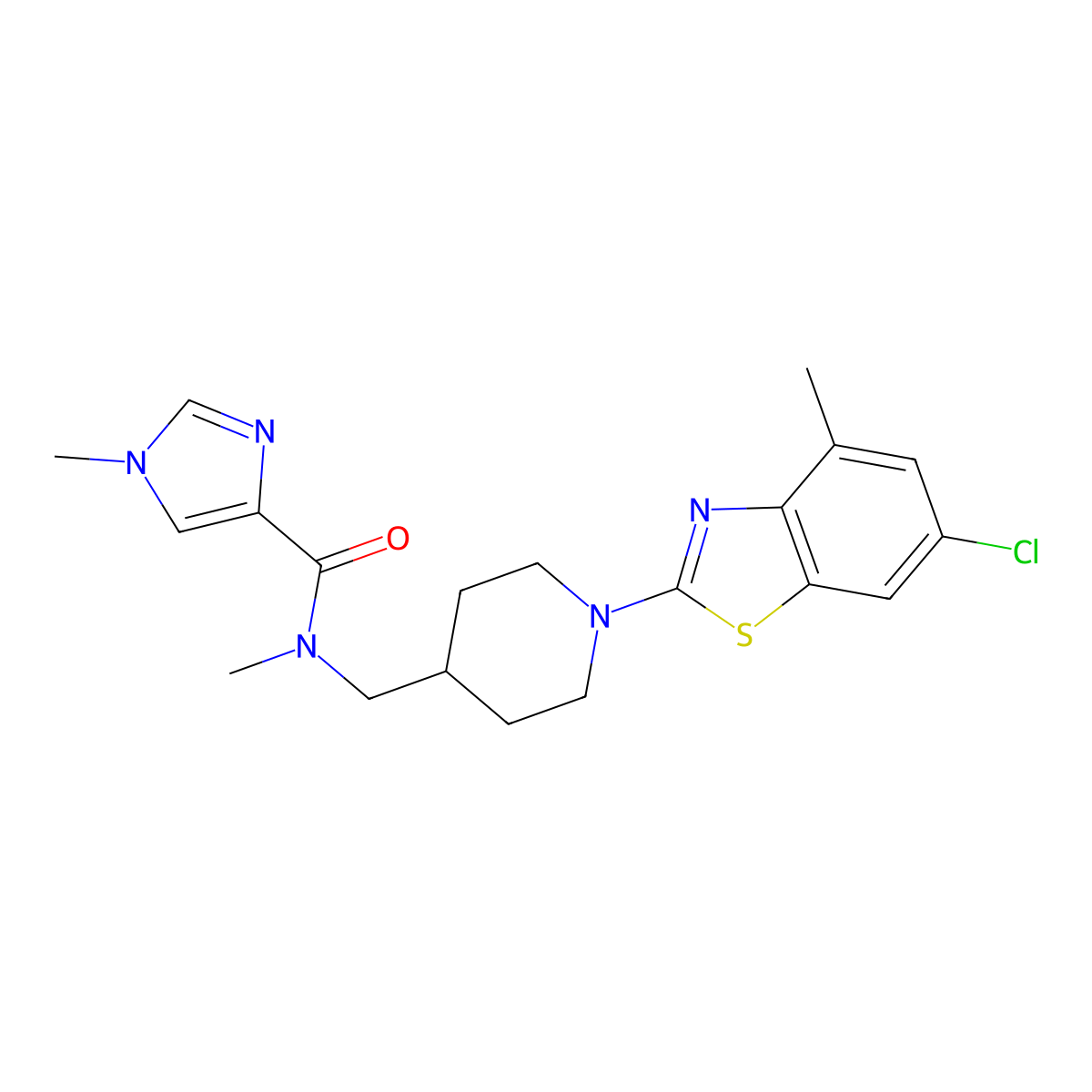 N-{[1-(6-chloro-4-methyl-1,3-benzothiazol-2-yl)piperidin-4-yl]methyl}-N,1-dimethyl-1H-imidazole-4-carboxamide molecular structure, CAS 3054635-83-2