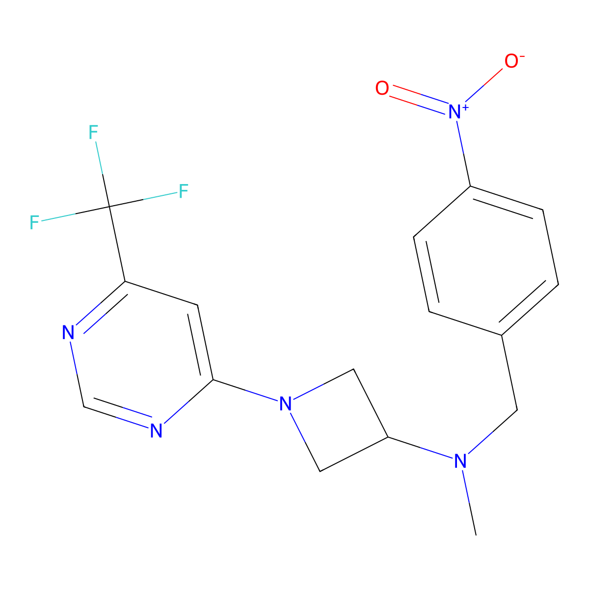 N-methyl-N-[(4-nitrophenyl)methyl]-1-[6-(trifluoromethyl)pyrimidin-4-yl]azetidin-3-amine molecular structure, CAS 3054635-89-8