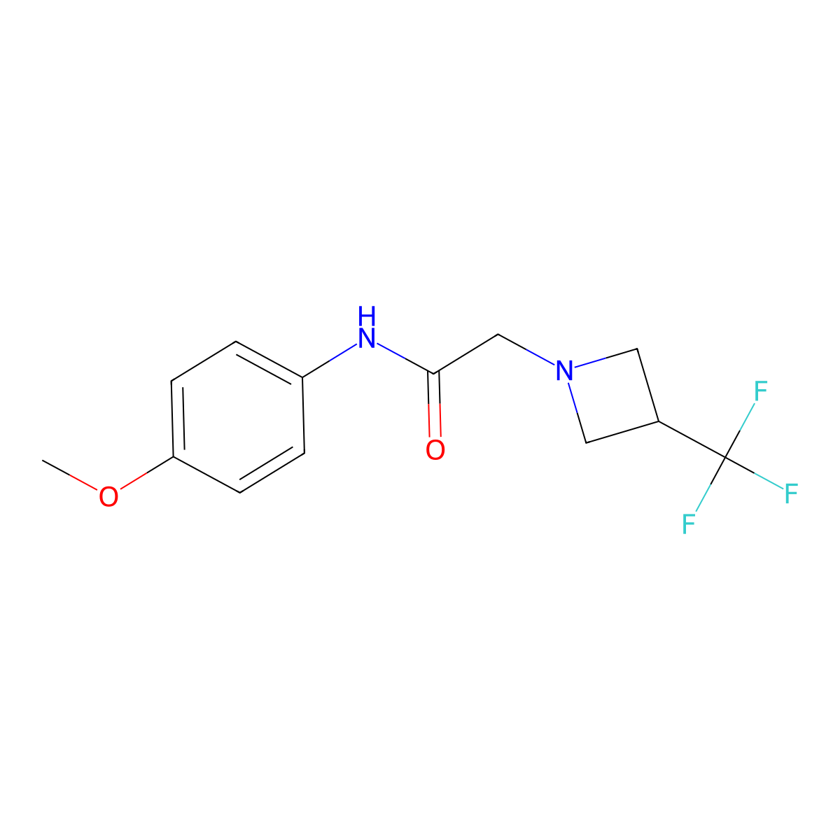 N-(4-methoxyphenyl)-2-[3-(trifluoromethyl)azetidin-1-yl]acetamide molecular structure, CAS 3054635-92-3