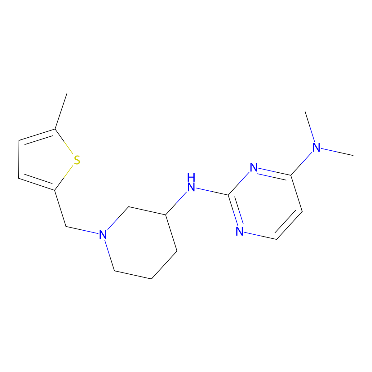 N4,N4-dimethyl-N2-{1-[(5-methylthiophen-2-yl)methyl]piperidin-3-yl}pyrimidine-2,4-diamine molecular structure, CAS 3054635-98-9