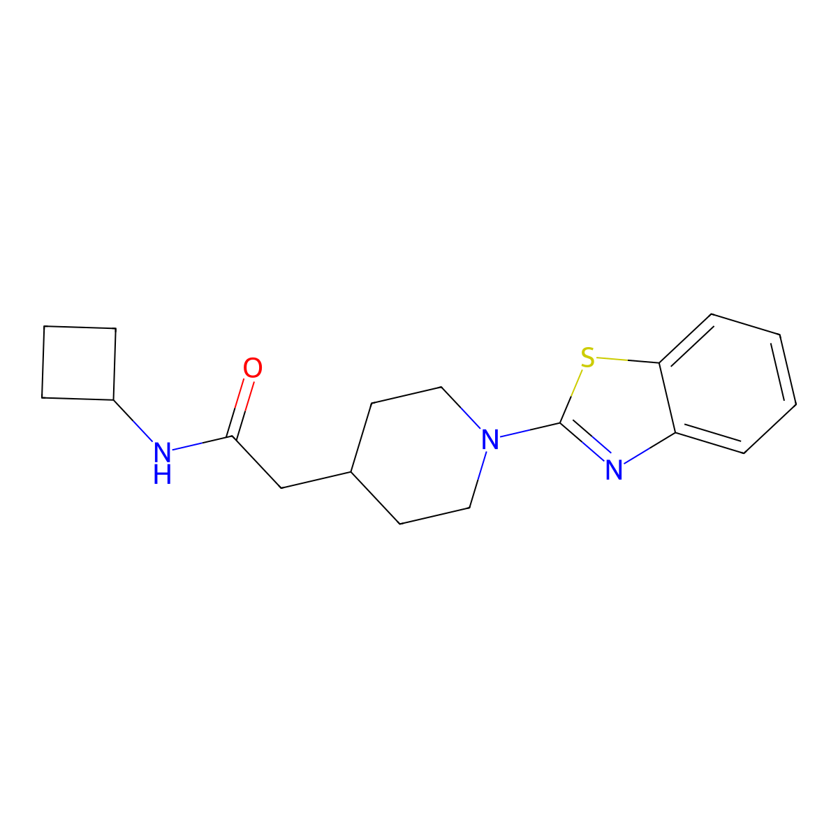 2-[1-(1,3-benzothiazol-2-yl)piperidin-4-yl]-N-cyclobutylacetamide molecular structure, CAS 3054636-13-1