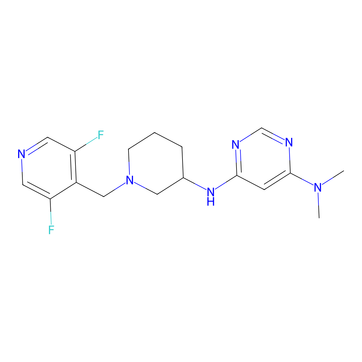N6-{1-[(3,5-difluoropyridin-4-yl)methyl]piperidin-3-yl}-N4,N4-dimethylpyrimidine-4,6-diamine molecular structure, CAS 3054636-19-7