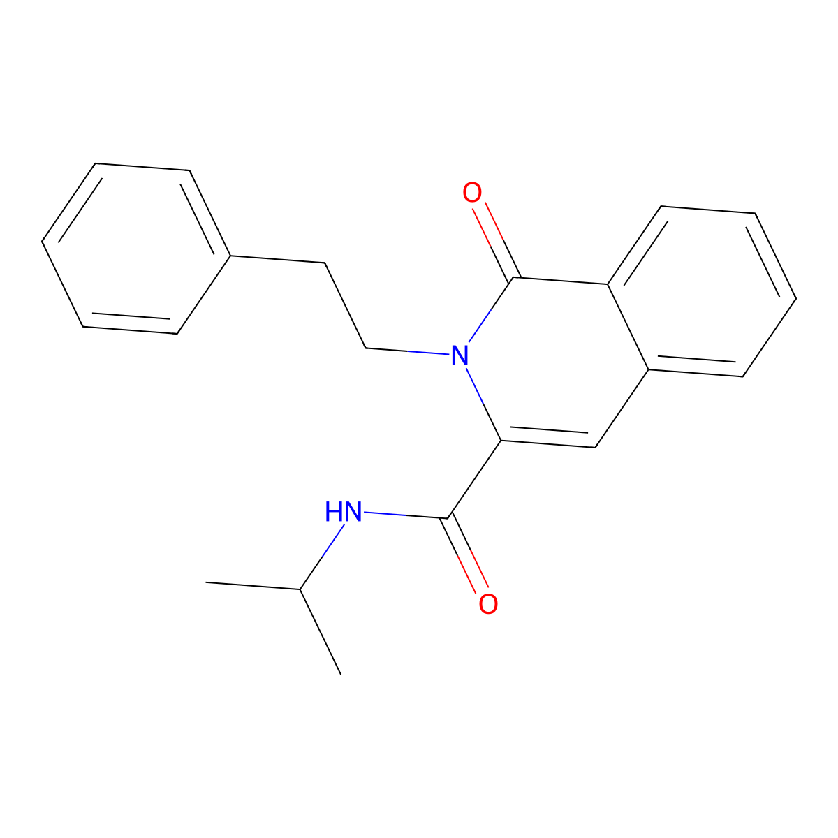 1-oxo-2-(2-phenylethyl)-N-(propan-2-yl)-1,2-dihydroisoquinoline-3-carboxamide molecular structure, CAS 3054636-23-3