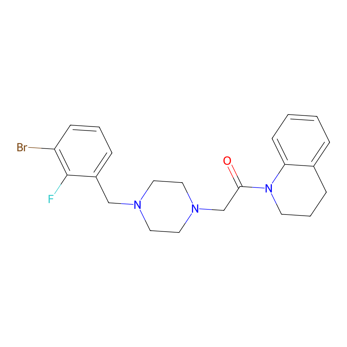 2-{4-[(3-Bromo-2-fluorophenyl)methyl]piperazin-1-yl}-1-(1,2,3,4-tetrahydroquinolin-1-yl)ethan-1-one molecular structure, CAS 3054636-28-8