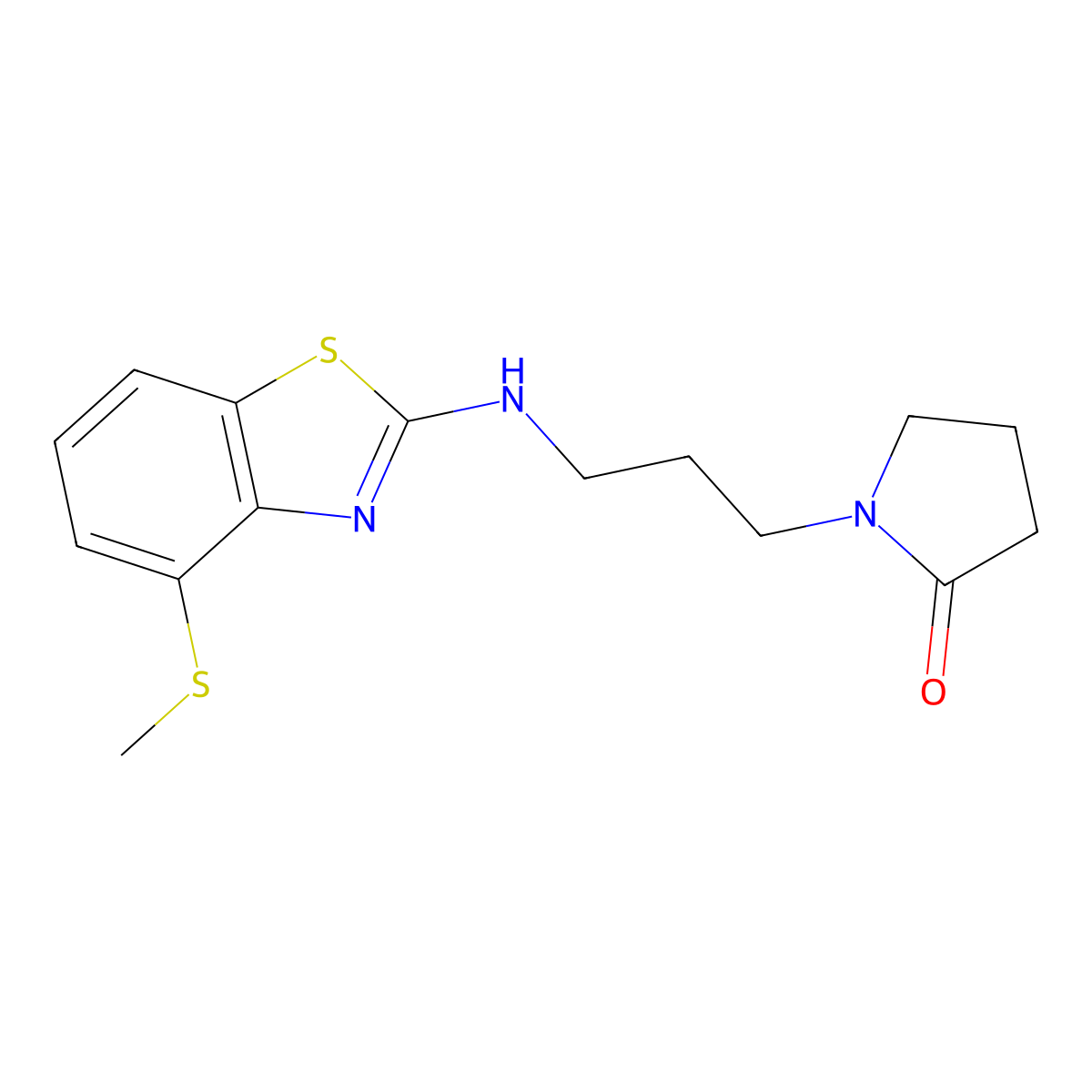 1-(3-{[4-(Methylsulfanyl)-1,3-benzothiazol-2-yl]amino}propyl)pyrrolidin-2-one molecular structure, CAS 3054636-29-9