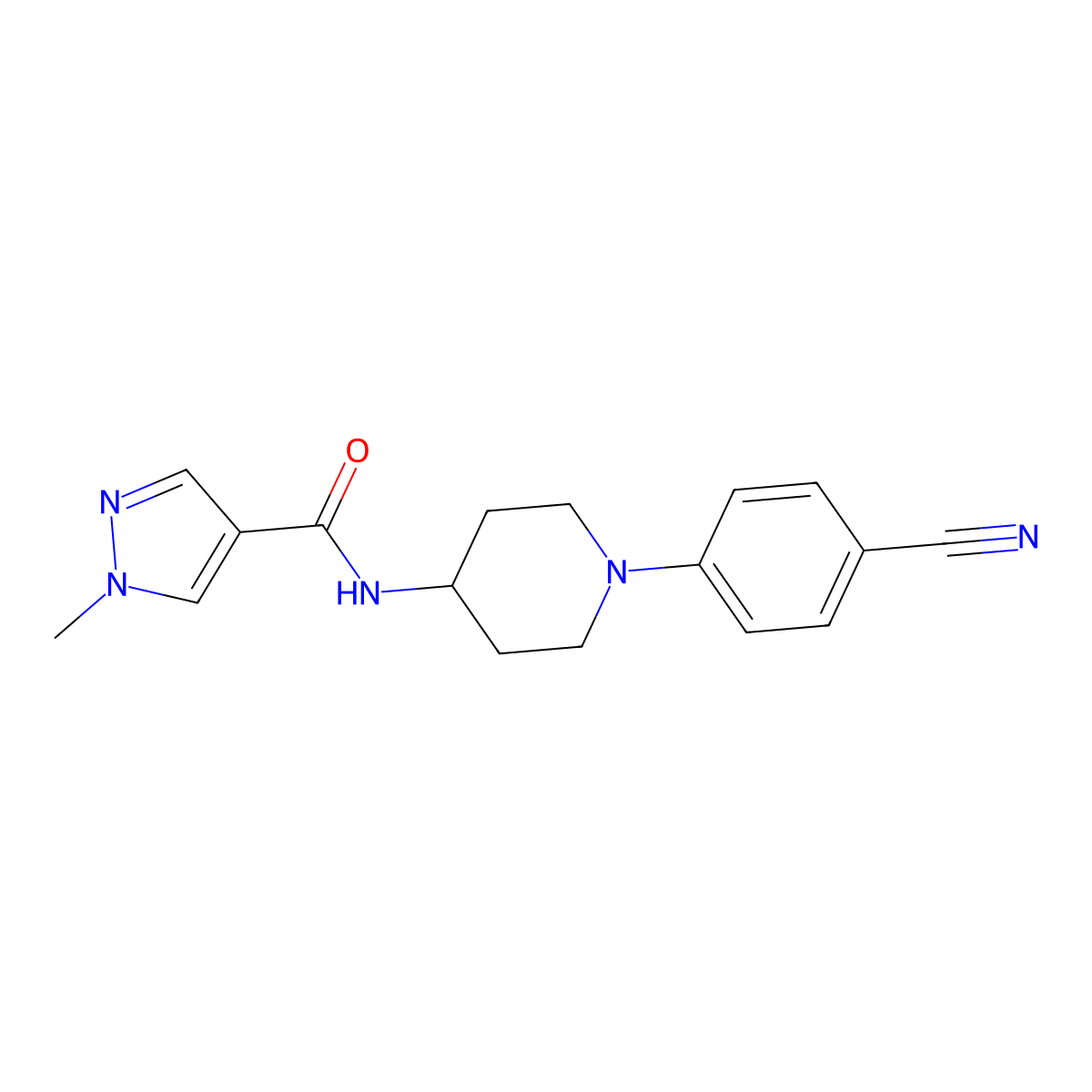 N-[1-(4-cyanophenyl)piperidin-4-yl]-1-methyl-1H-pyrazole-4-carboxamide molecular structure, CAS 3054636-33-5