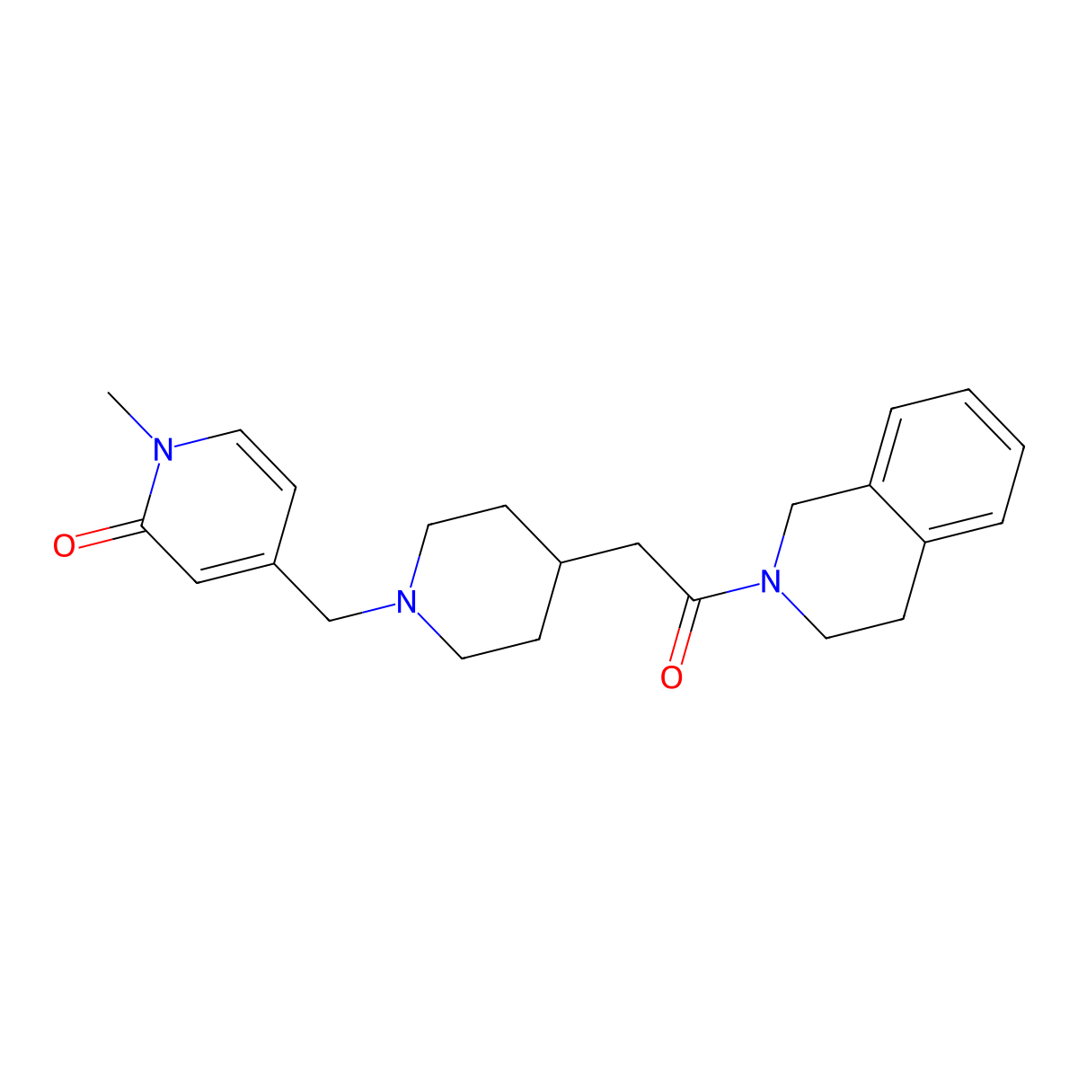 1-Methyl-4-({4-[2-oxo-2-(1,2,3,4-tetrahydroisoquinolin-2-yl)ethyl]piperidin-1-yl}methyl)-1,2-dihydropyridin-2-one molecular structure, CAS 3054636-34-6