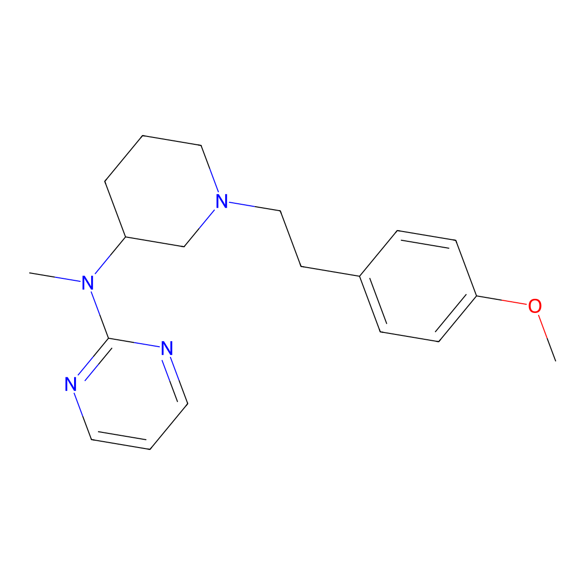 N-{1-[2-(4-methoxyphenyl)ethyl]piperidin-3-yl}-N-methylpyrimidin-2-amine molecular structure, CAS 3054636-36-8