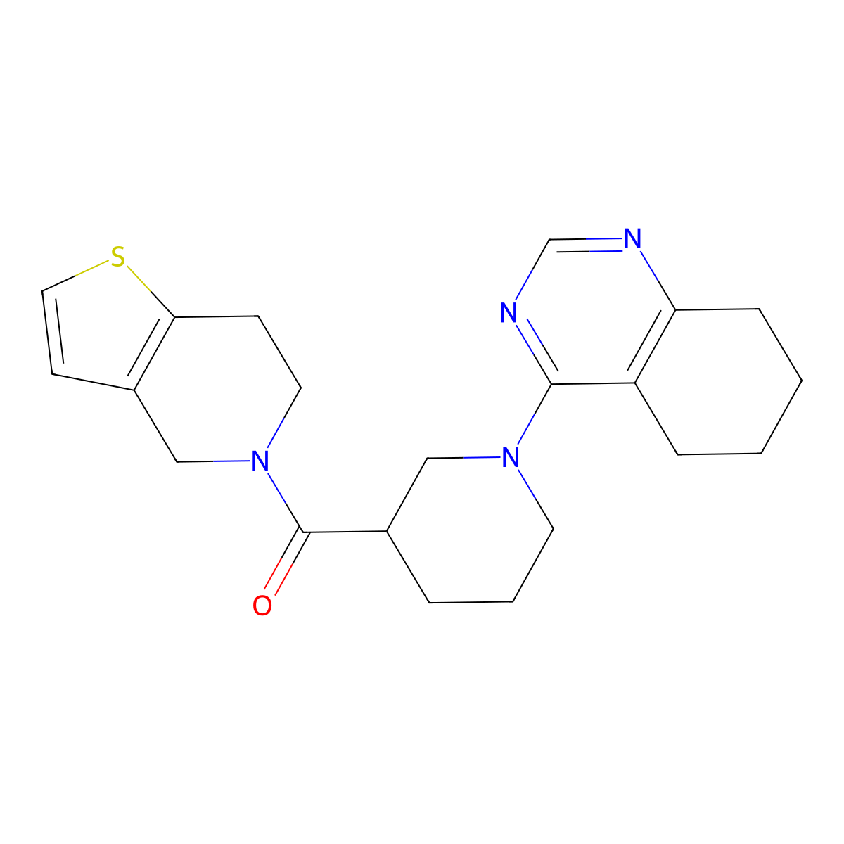 4-(3-{4H,5H,6H,7H-thieno[3,2-c]pyridine-5-carbonyl}piperidin-1-yl)-5,6,7,8-tetrahydroquinazoline molecular structure, CAS 3054636-43-7