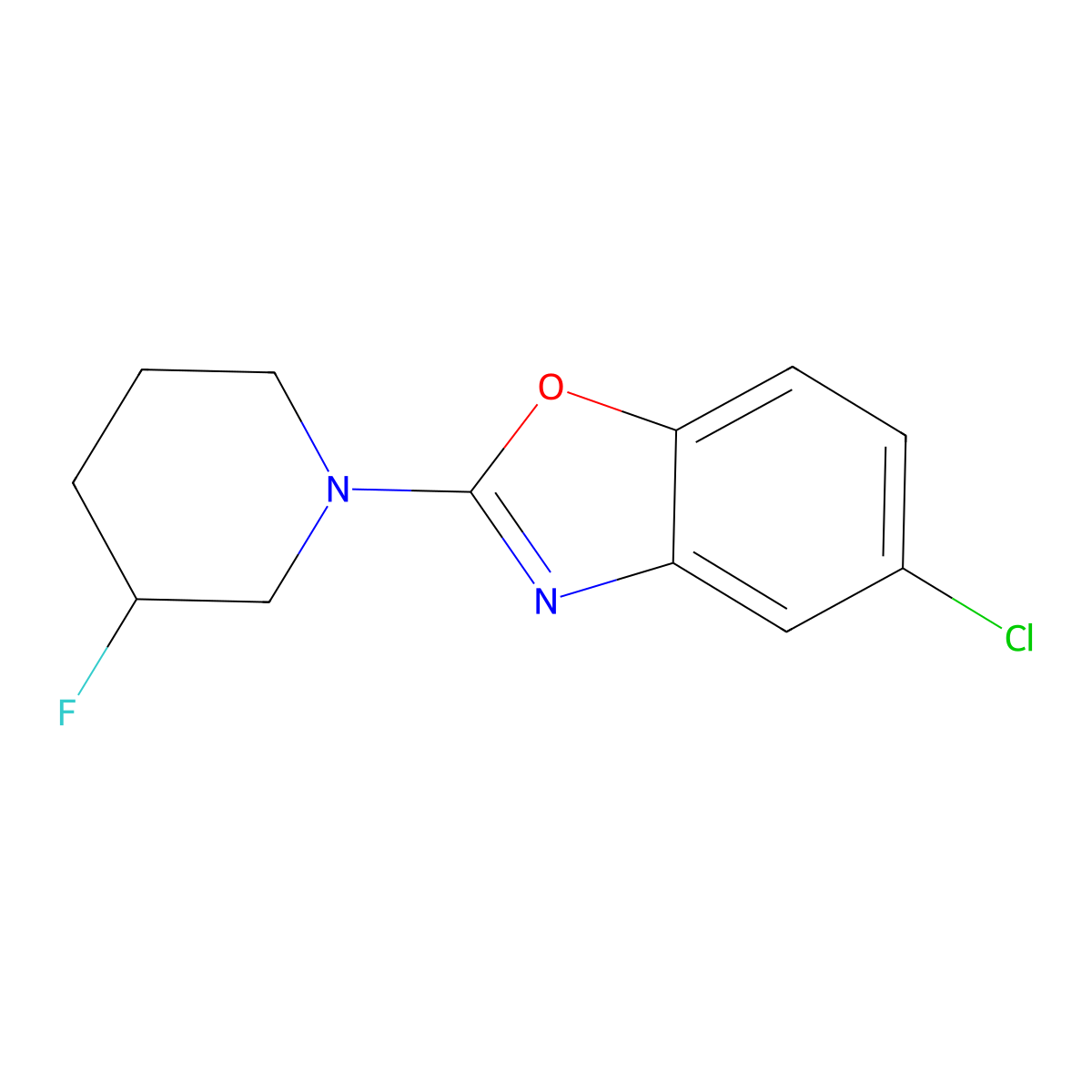 5-Chloro-2-(3-fluoropiperidin-1-yl)-1,3-benzoxazole molecular structure, CAS 3054636-45-9