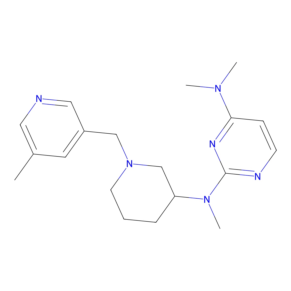 N2,N4,N4-trimethyl-N2-{1-[(5-methylpyridin-3-yl)methyl]piperidin-3-yl}pyrimidine-2,4-diamine molecular structure, CAS 3054636-47-1