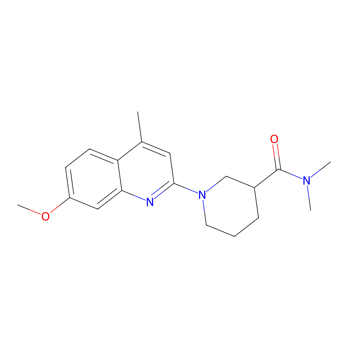 1-(7-methoxy-4-methylquinolin-2-yl)-N,N-dimethylpiperidine-3-carboxamide molecular structure, CAS 3054636-48-2