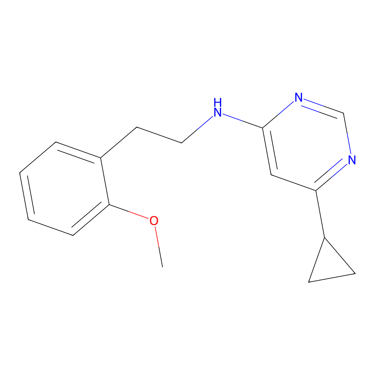 6-cyclopropyl-N-[2-(2-methoxyphenyl)ethyl]pyrimidin-4-amine molecular structure, CAS 3054636-49-3