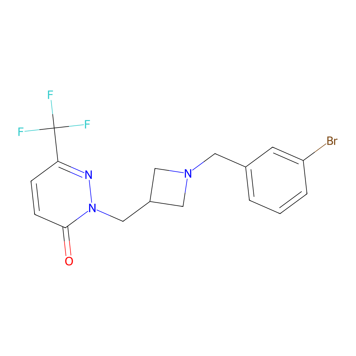 2-({1-[(3-Bromophenyl)methyl]azetidin-3-yl}methyl)-6-(trifluoromethyl)-2,3-dihydropyridazin-3-one molecular structure, CAS 3054636-55-1
