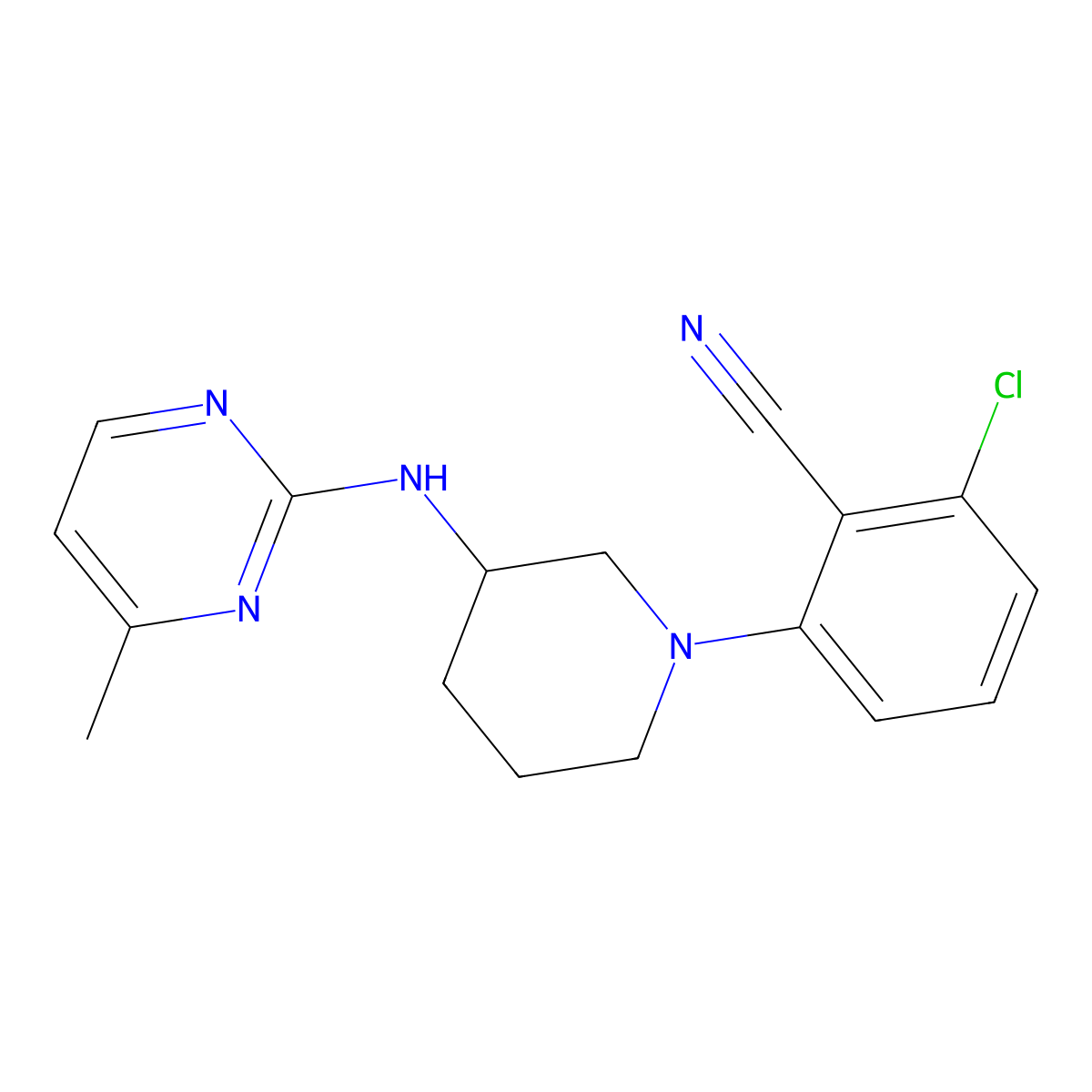 2-Chloro-6-{3-[(4-methylpyrimidin-2-yl)amino]piperidin-1-yl}benzonitrile molecular structure, CAS 3054636-58-4