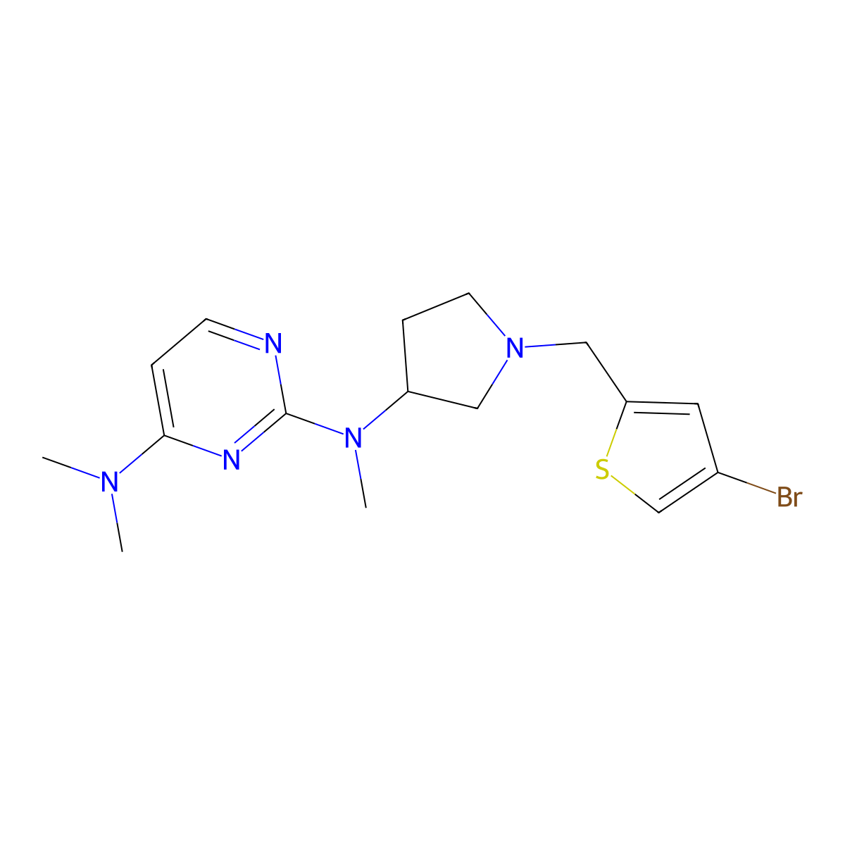 N2-{1-[(4-bromothiophen-2-yl)methyl]pyrrolidin-3-yl}-N2,N4,N4-trimethylpyrimidine-2,4-diamine molecular structure, CAS 3054636-60-8