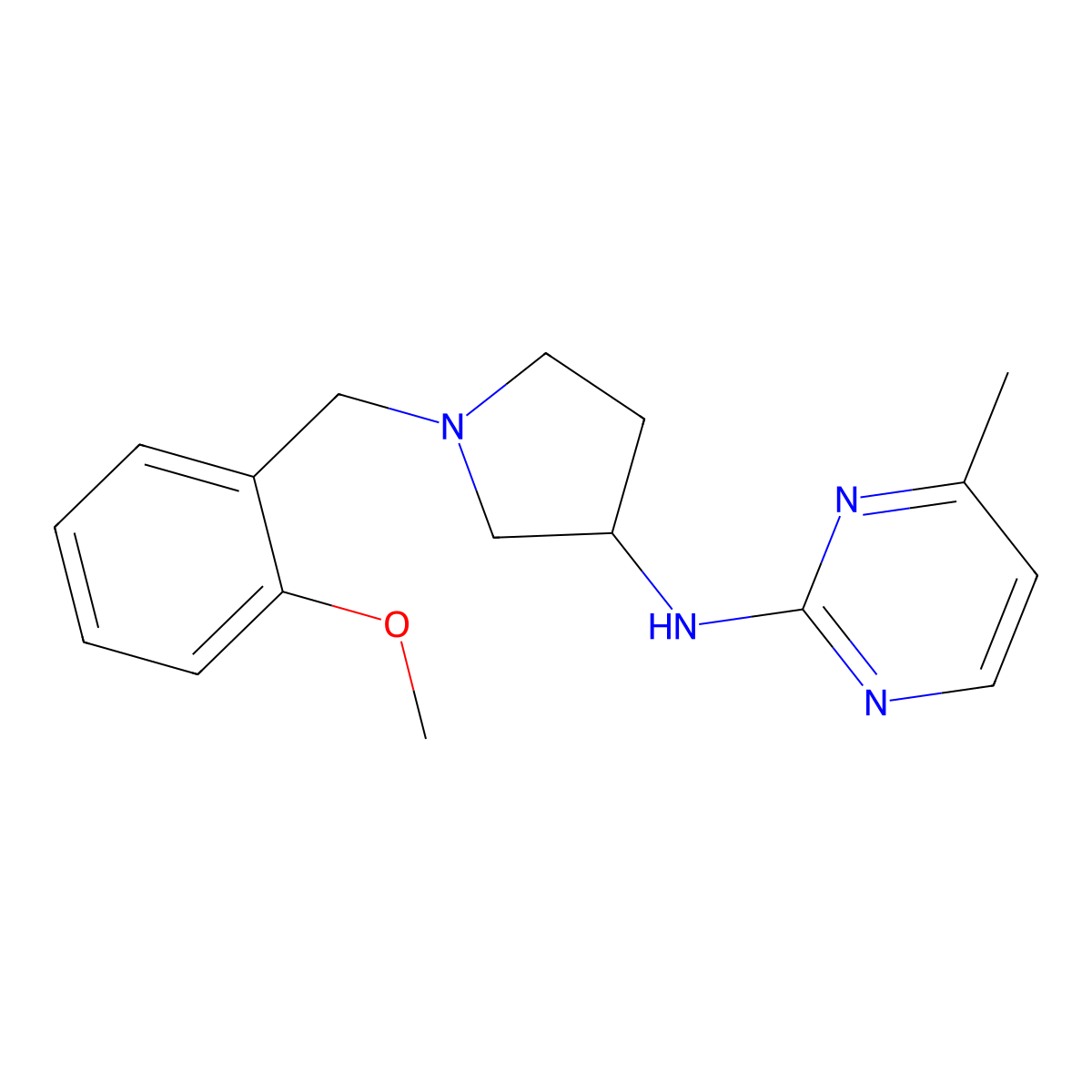 N-{1-[(2-methoxyphenyl)methyl]pyrrolidin-3-yl}-4-methylpyrimidin-2-amine molecular structure, CAS 3054636-66-4