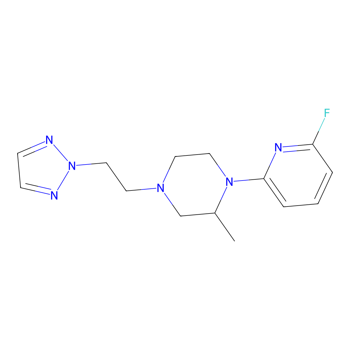 1-(6-fluoropyridin-2-yl)-2-methyl-4-[2-(2H-1,2,3-triazol-2-yl)ethyl]piperazine molecular structure, CAS 3054636-67-5