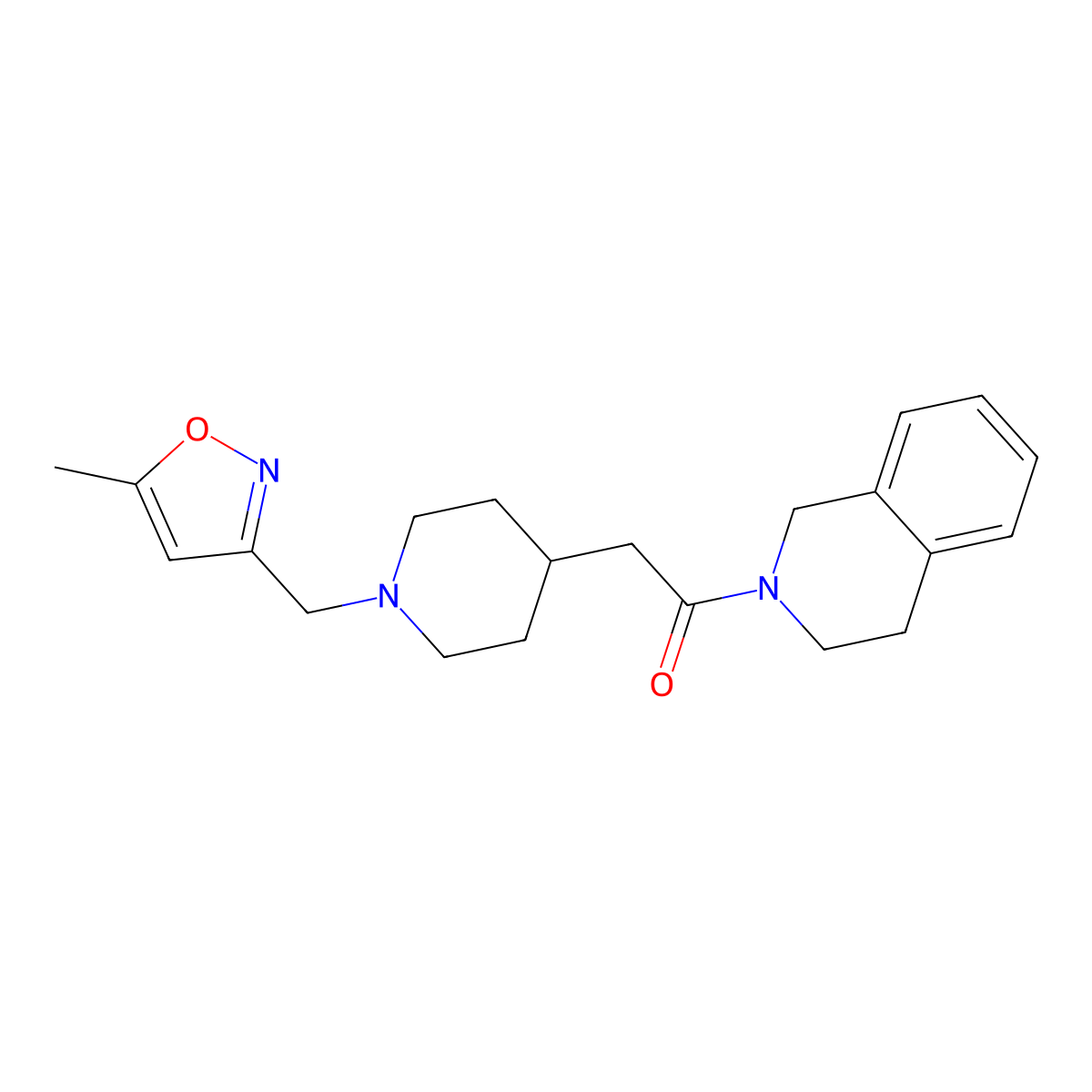 2-{1-[(5-Methyl-1,2-oxazol-3-yl)methyl]piperidin-4-yl}-1-(1,2,3,4-tetrahydroisoquinolin-2-yl)ethan-1-one molecular structure, CAS 3054636-68-6