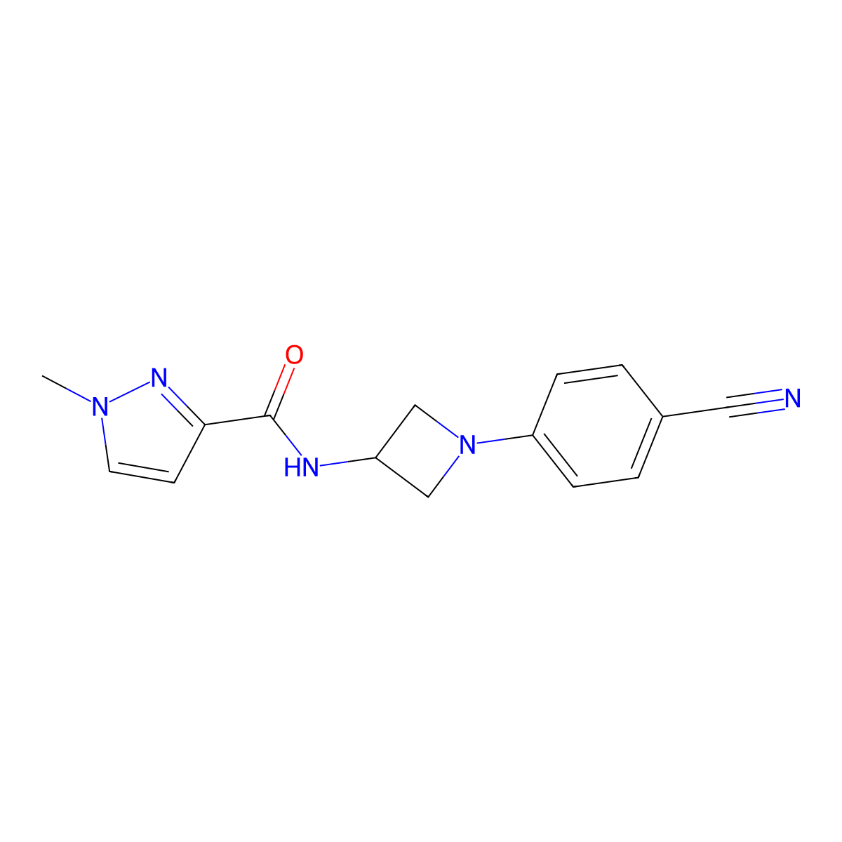 N-[1-(4-cyanophenyl)azetidin-3-yl]-1-methyl-1H-pyrazole-3-carboxamide molecular structure, CAS 3054636-74-4