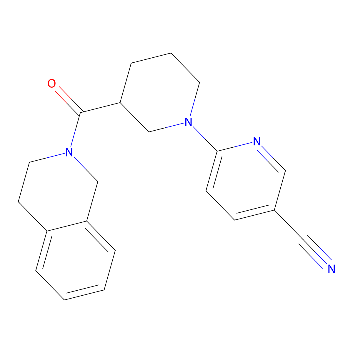 6-[3-(1,2,3,4-Tetrahydroisoquinoline-2-carbonyl)piperidin-1-yl]pyridine-3-carbonitrile molecular structure, CAS 3054636-83-5