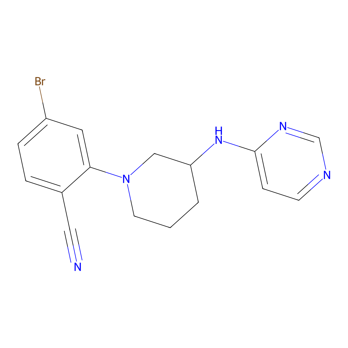 4-Bromo-2-{3-[(pyrimidin-4-yl)amino]piperidin-1-yl}benzonitrile molecular structure, CAS 3054636-84-6