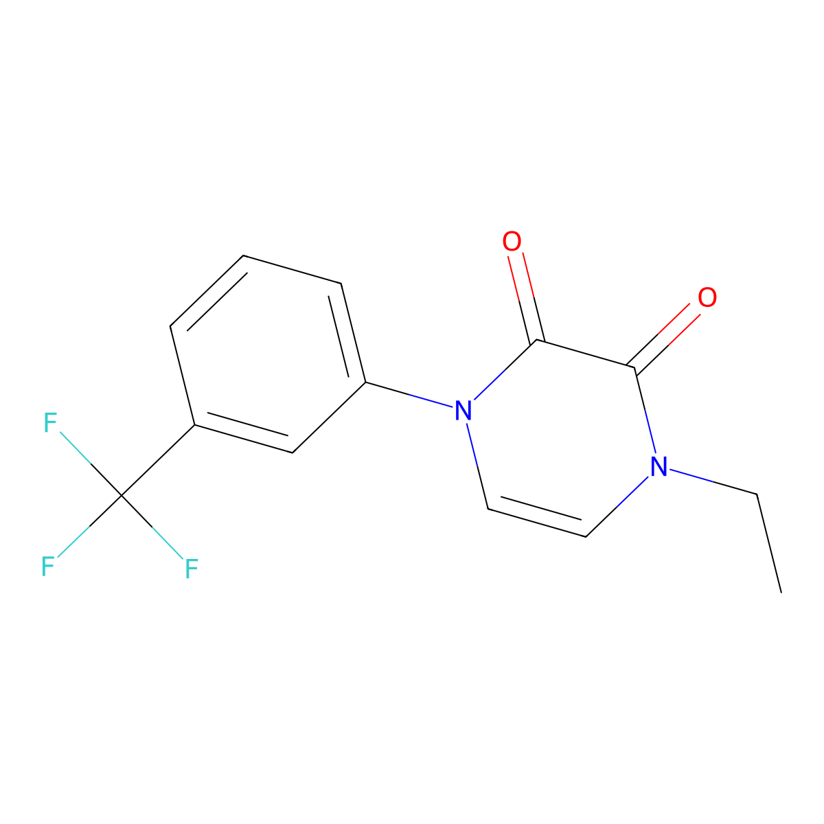 1-Ethyl-4-[3-(trifluoromethyl)phenyl]-1,2,3,4-tetrahydropyrazine-2,3-dione molecular structure, CAS 3054636-93-7