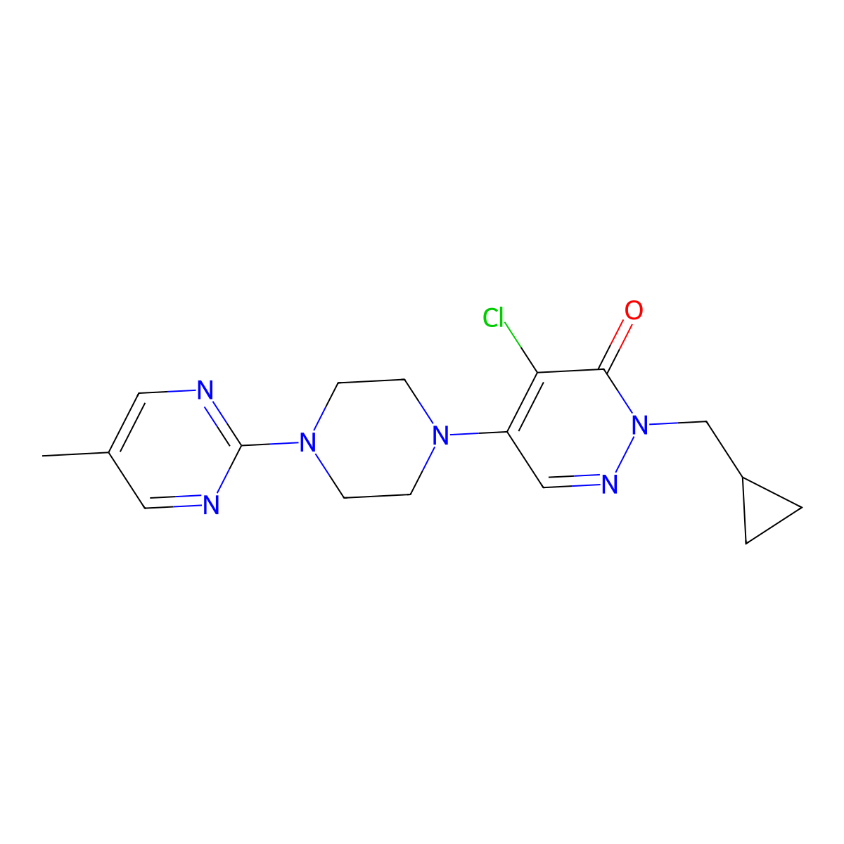 4-Chloro-2-(cyclopropylmethyl)-5-[4-(5-methylpyrimidin-2-yl)piperazin-1-yl]-2,3-dihydropyridazin-3-one molecular structure, CAS 3054636-95-9