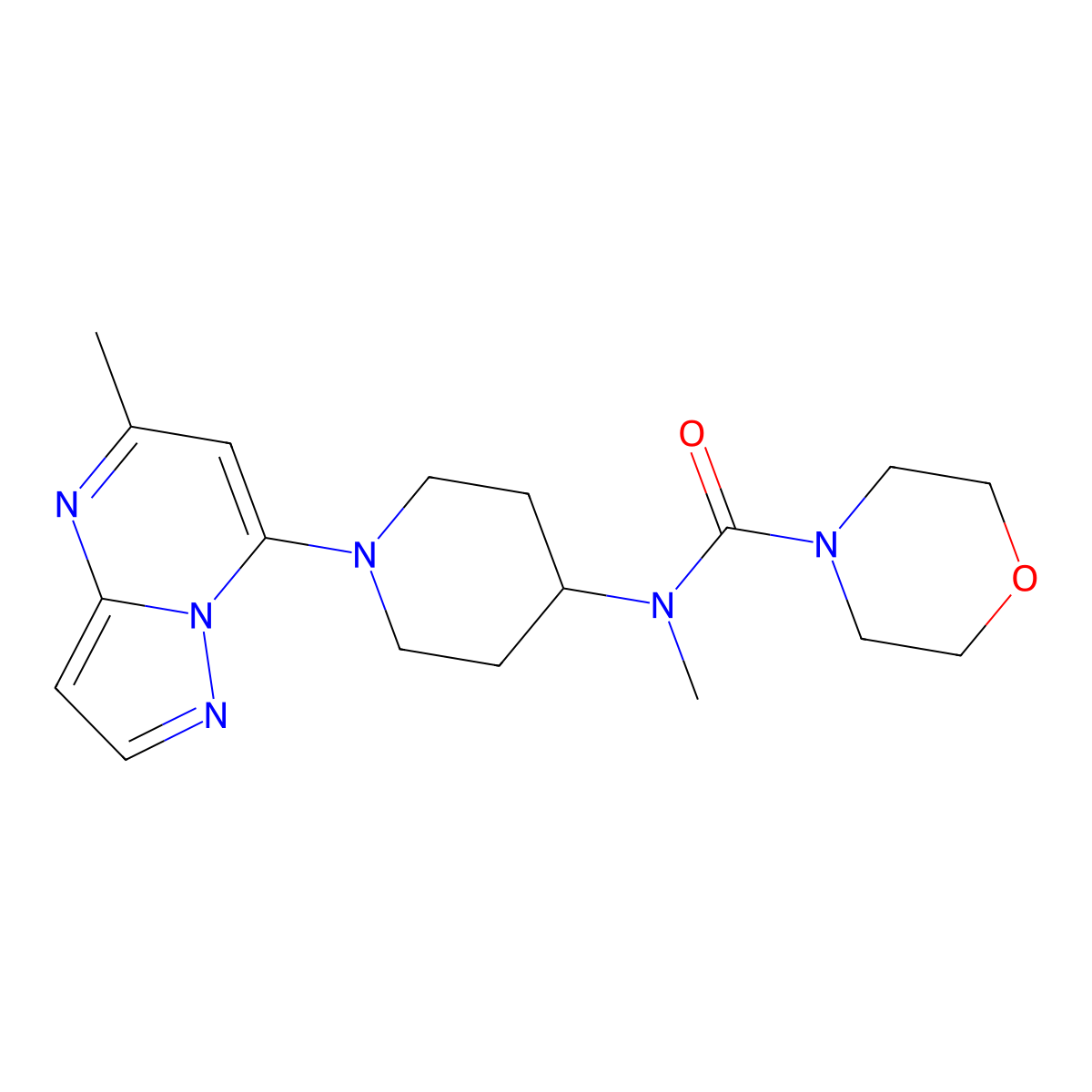 N-methyl-N-(1-{5-methylpyrazolo[1,5-a]pyrimidin-7-yl}piperidin-4-yl)morpholine-4-carboxamide molecular structure, CAS 3054636-96-0