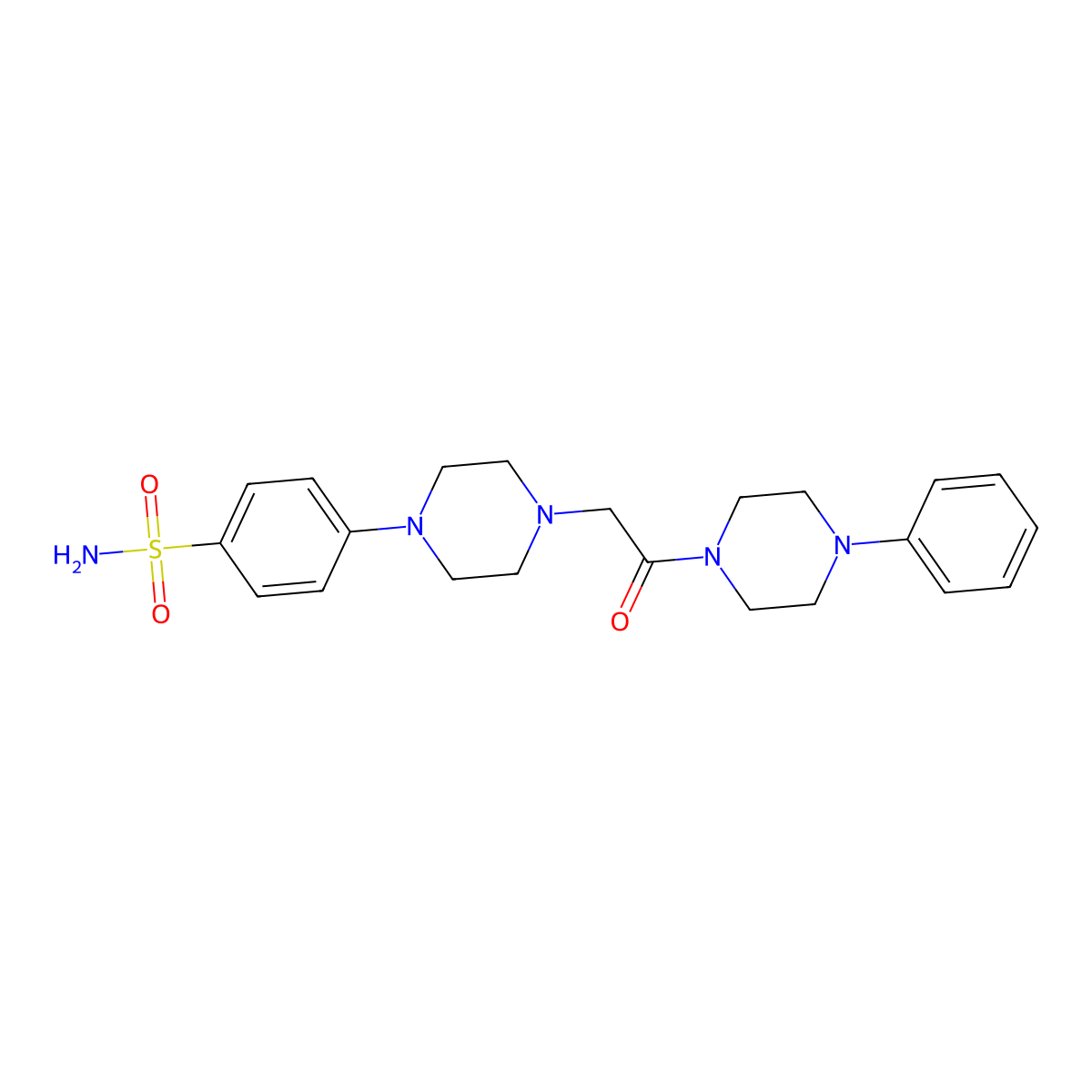 4-{4-[2-Oxo-2-(4-phenylpiperazin-1-yl)ethyl]piperazin-1-yl}benzene-1-sulfonamide molecular structure, CAS 3054637-05-4